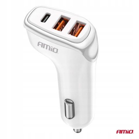 Ładowarka samochodowa do auta samochodu 2x USB-A + USB-C 38W AMIO-03886 Ładowarka samochodowa do auta samochodu 2x USB-A + USB-C 38W AMIO-03886