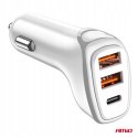 Ładowarka samochodowa do auta samochodu 2x USB-A + USB-C 38W AMIO-03886
