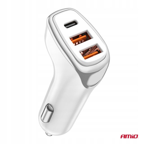 Ładowarka samochodowa do auta samochodu 2x USB-A + USB-C 38W AMIO-03886 Ładowarka samochodowa do auta samochodu 2x USB-A + USB-C 38W AMIO-03886