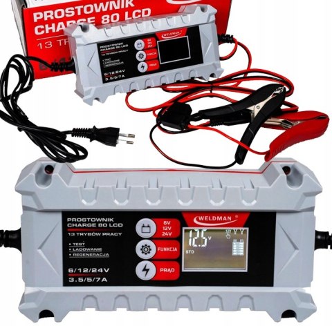 Prostownik Inteligentny WELDMAN CHARGE 80 LCD WET/MF/CA/EFB/GEL/AGM/LiFePO4