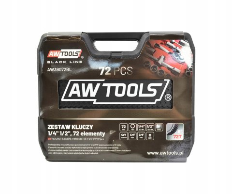 Zestaw kluczy 1/2" / 1/4" / kpl. 72 el. BLACK LINE AWTOOLS Zestaw kluczy 1/2" / 1/4" / kpl. 72 el. BLACK LINE AWTOOLS