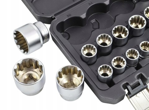 Zestaw nasadek SPLINE 12-kątne / kpl. 21 el. BLACK LINE AWTOOLS Zestaw nasadek SPLINE 12-kątne / kpl. 21 el. BLACK LINE AWTOOLS