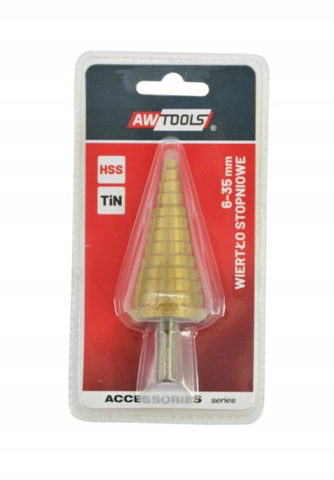 Wiertło stopniowe proste 4 - 45 mm HSS TiN AWTOOLS Wiertło stopniowe proste 4 - 45 mm HSS TiN AWTOOLS