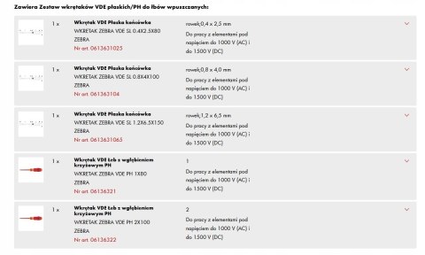WURTH Zestaw wkrętaków VDE płaskich/PH w izolacji WURTH Zestaw wkrętaków VDE płaskich/PH w izolacji