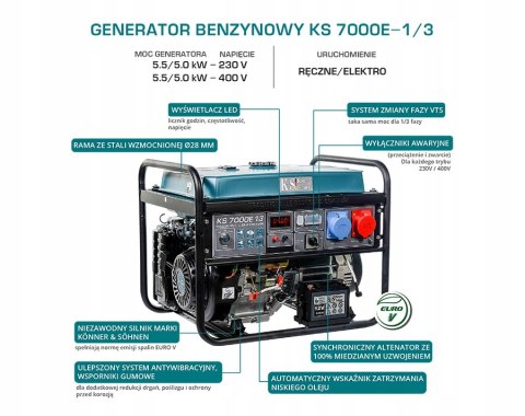 Agregat prądotwórczy K&S KS7000E 5,5kW + Gratis Agregat prądotwórczy K&S KS7000E 5,5kW + Gratis