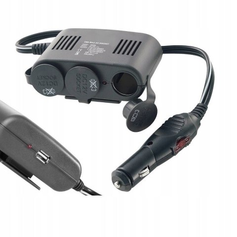 Rozgałęziacz zapalniczki PREMIUM 3 in 1 + USB zam.