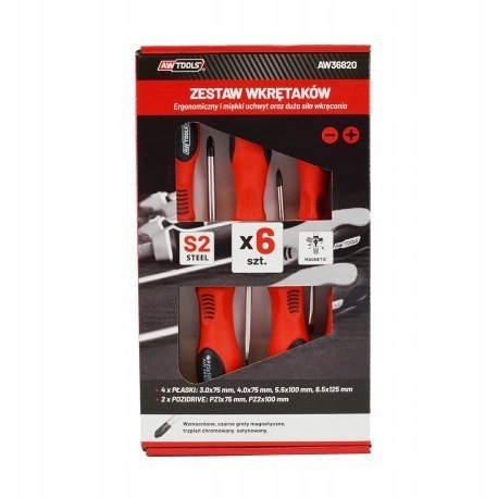 Zestaw wkrętaków /wkręty 4xSL+2xPZ 6szt Awtools Zestaw wkrętaków /wkręty 4xSL+2xPZ 6szt Awtools