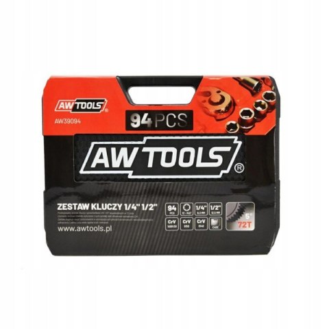 ZESTAW KLUCZY Z GRZECHOTKĄ 1/4 1/2 94szt AWTOOLS ZESTAW KLUCZY Z GRZECHOTKĄ 1/4 1/2 94szt AWTOOLS