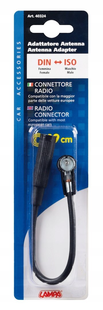 Adapter antenowy DIN żeński - ISO męski 19cm Adapter antenowy DIN żeński - ISO męski 19cm