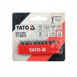 Końcówki wkrętakowe ph3x25 mm, kpl. 10 szt. YATO