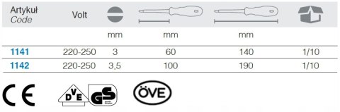 WKRĘTAK ZE WSKAŹNIKIEM NAPIĘCIA 220-250V BETA WKRĘTAK ZE WSKAŹNIKIEM NAPIĘCIA 220-250V BETA
