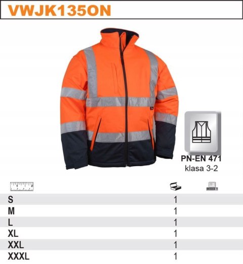 Kurtka ostrzegawcza softshell Vizwell VWJK135ON Kurtka ostrzegawcza softshell Vizwell VWJK135ON