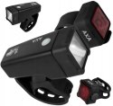 Zestaw lampek rowerowych przód i tył AXA Niteline T4-R USB RECHARGABLE