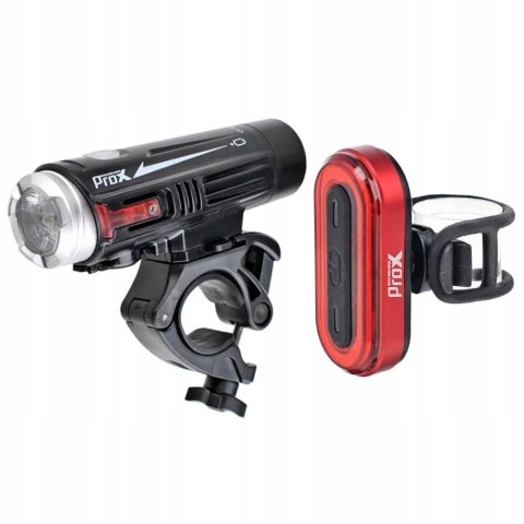 Zestaw lamp rowerowych PROX CRATER SET 880+50Lm przód i tył Zestaw lamp rowerowych PROX CRATER SET 880+50Lm przód i tył