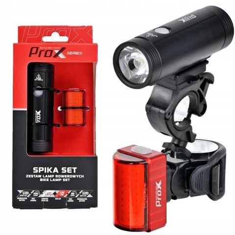 Zestaw lamp rowerowych PROX SPIKA SET 1100lm+80lm przód i tył