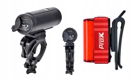 Zestaw lamp rowerowych PROX SPIKA SET 1100lm+80lm przód i tył Zestaw lamp rowerowych PROX SPIKA SET 1100lm+80lm przód i tył