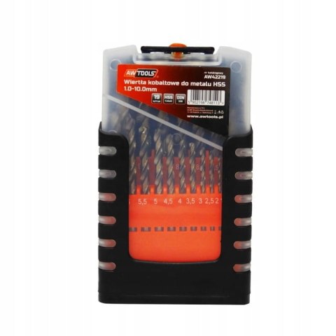Awtools wiertła DO metalu 1,0-10,0mm / 19 sztuk Awtools wiertła DO metalu 1,0-10,0mm / 19 sztuk