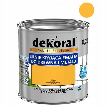 Farba akrylowa do drewna Dekoral 0,2 l ŻÓŁTY połysk