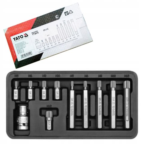 Końcówki wkrętakowe spline Yato YT-0415 11 elementów Końcówki wkrętakowe spline Yato YT-0415 11 elementów