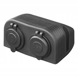 Ładowarka samochodowa gniazdo 12V + USB-C PD podwójna QC 3.0A
