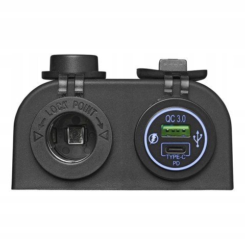 Ładowarka samochodowa gniazdo 12V + USB-C PD podwójna QC 3.0A Ładowarka samochodowa gniazdo 12V + USB-C PD podwójna QC 3.0A