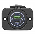 Ładowarka samochodowa gniazdo szybka USB typ A + C podwójna 12/24 V 3A