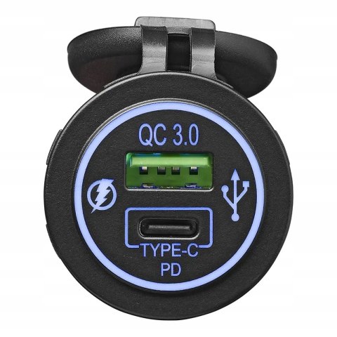 Ładowarka samochodowa gniazdo szybka USB typ A + C podwójna12/24 V 3 A Ładowarka samochodowa gniazdo szybka USB typ A + C podwójna12/24 V 3 A