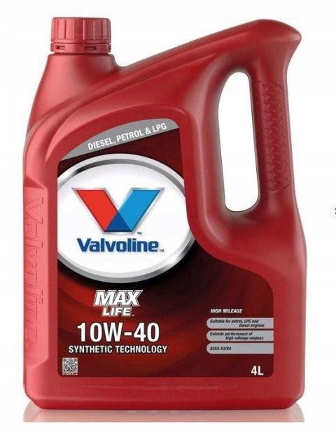 Olej silnikowy Valvoline MaxLife 4L 10W-40 Olej silnikowy Valvoline MaxLife 4L 10W-40