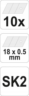 Ostrza łamane Yato YT-7525 18 mm 10 sztuk Ostrza łamane Yato YT-7525 18 mm 10 sztuk