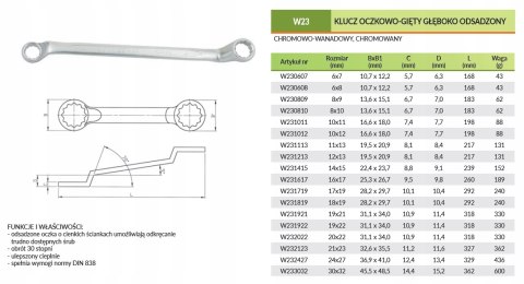 Klucz oczkowo-gięty 11 x 13 mm W231113 JONNESWAY Klucz oczkowo-gięty 11 x 13 mm W231113 JONNESWAY