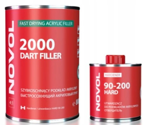 NOVOL Dart Filler Podkład akrylowy z utwardzaczem biały 1L NOVOL Dart Filler Podkład akrylowy z utwardzaczem biały 1L