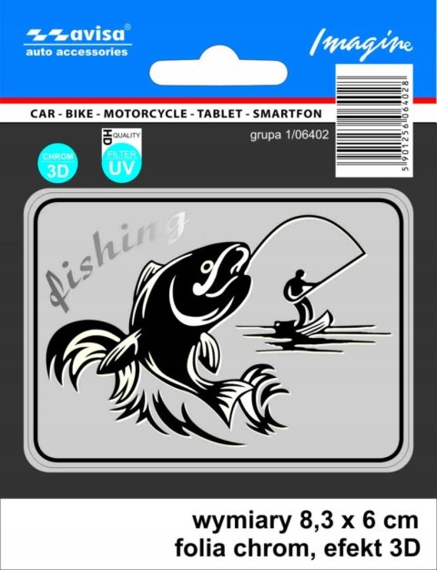 Naklejka na samochód FISHING RYBA chrom UV Avisa Naklejka na samochód FISHING RYBA chrom UV Avisa