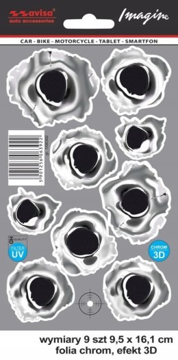 Naklejka na samochód ŚLADY PO KULACH 3D CHROM UV Avisa