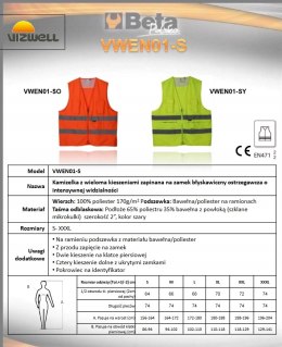 Kamizelka odblaskowa Vizwell unisex 3XL