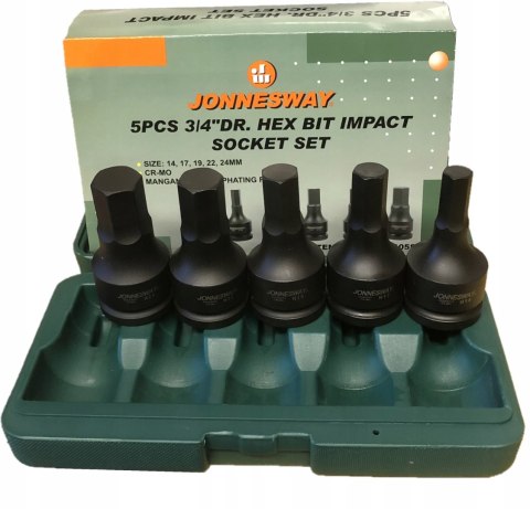 Jonnesway Zestaw 5szt. bitów udar ampulowych 3/4" Jonnesway Zestaw 5szt. bitów udar ampulowych 3/4"