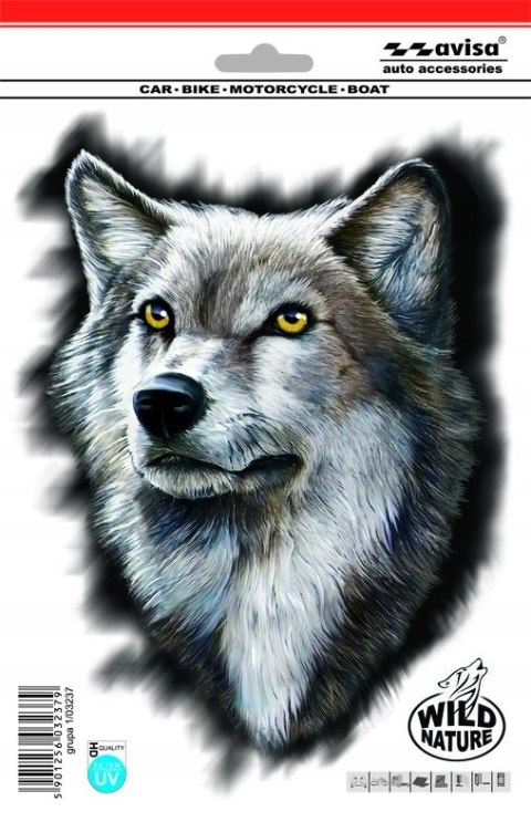 NAKLEJKA GŁOWA WILKA 23x16cm AVISA
